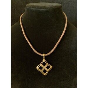 Lia Sophia X-treme Open Geometric Slide Pendant Braided and Goldtone - Pretty!